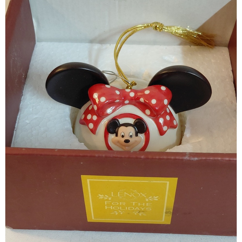Lenox Disney Minnie Mouse Personalized Carmen Porcelain Christmas Ornament Box